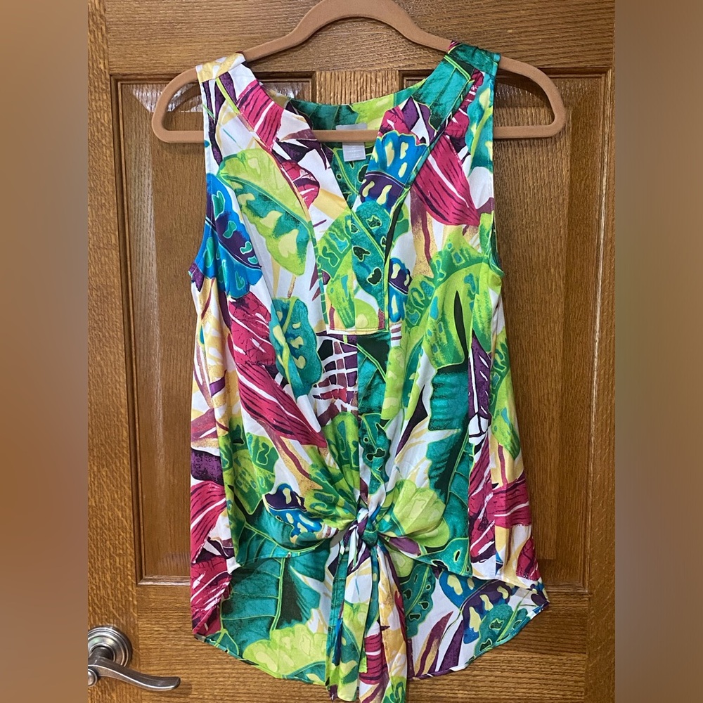 Chicos Colorful Jungle Tie-Front Tank Chicos size 0